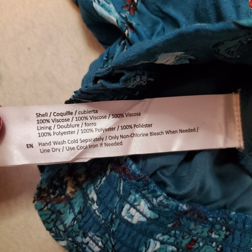 Band of the Free Boho Sybille Teal Floral Wrap Crossover Crop Top Women XS NWT - Picture 6 of 6